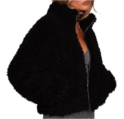 Aurora – Stylische Damenjacke aus Plüsch mit Reißverschluss