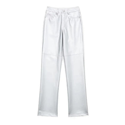 Lustra – Glänzende High-Waist Hose Damen
