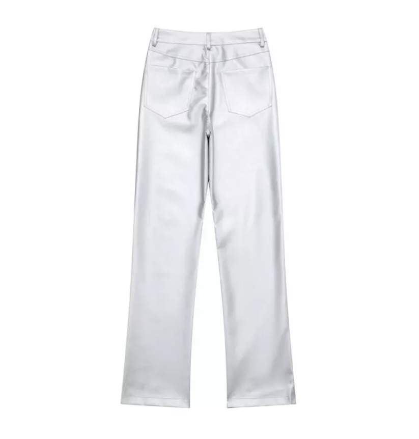 Lustra – Glänzende High-Waist Hose Damen